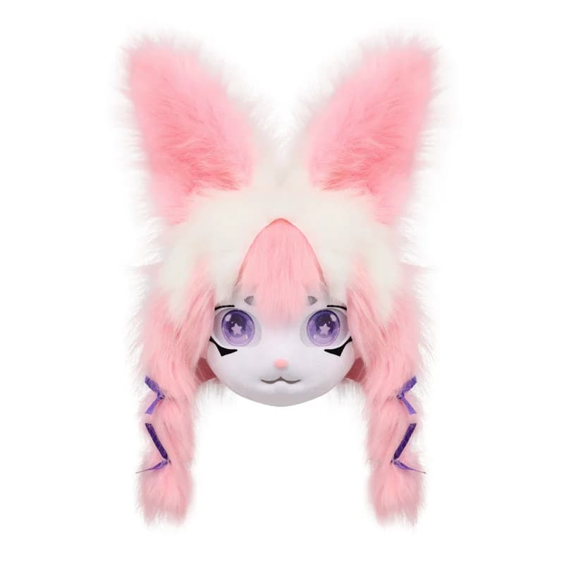 Lolita Anime Girls Peluche Maschera per la testa di animale con orecchie Fursuit Copricapo Peloso Cosplay Accessori per costumi in maschera
