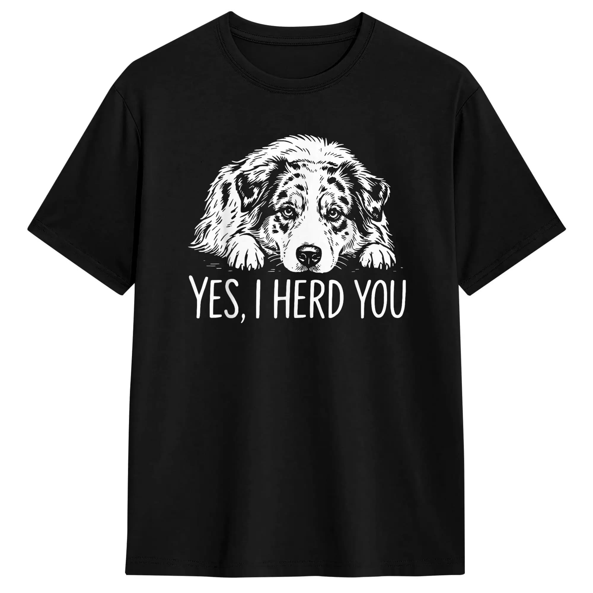 T-shirt da uomo Yes I Heard You Line Art Australian Shepherd Dog Lover Tee Shirt T-shirt a maniche corte con colletto tondo
