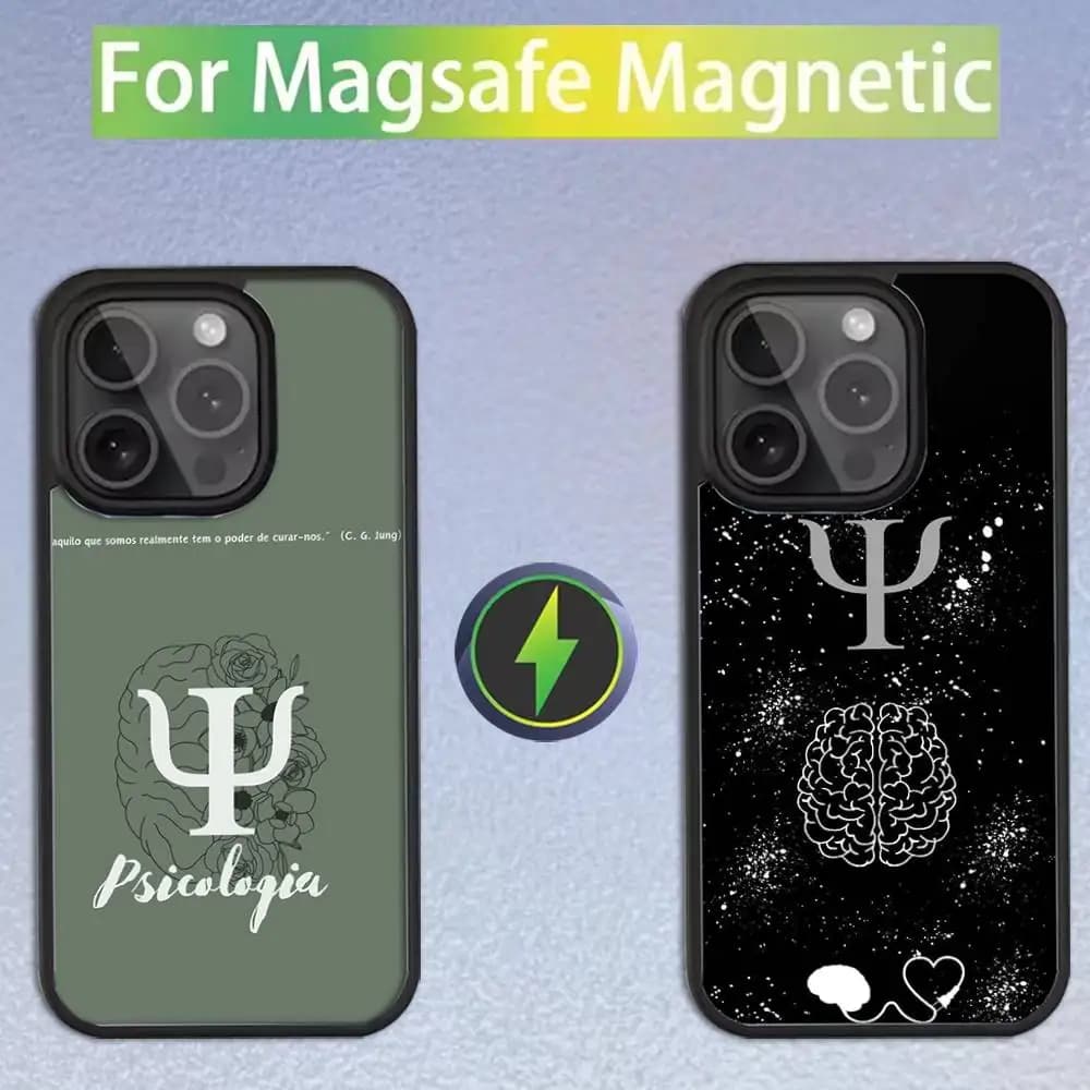 Custodia Magnetica per iPhone 11,12,13,14,15,16,17,Pro,Max,Plus,Mini,SE4,E con Design Psicologo per Ricarica Wireless Magsafe