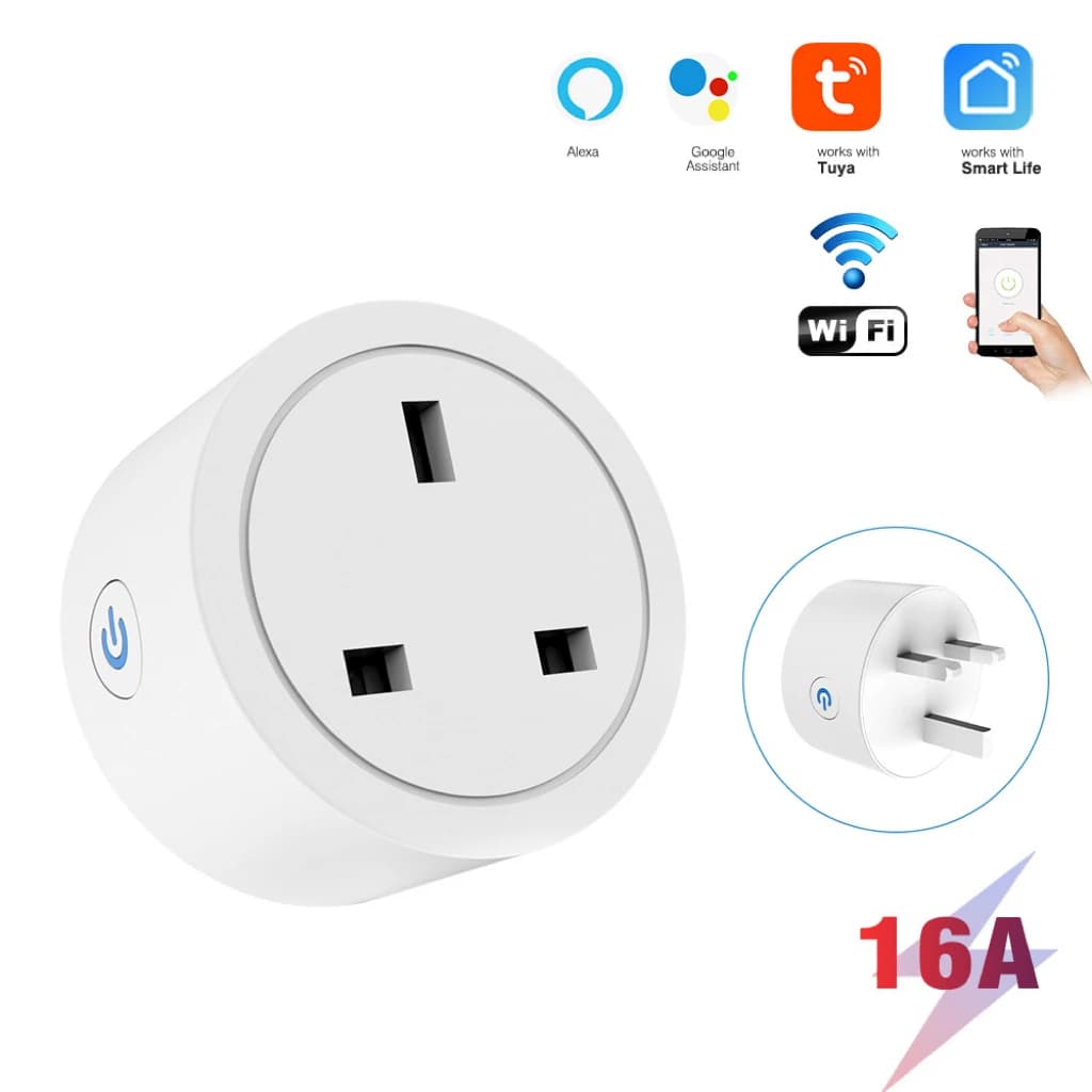 Tuya WiFi UK Smart Plug – Works with Alexa & Google Assistant, App & Voice Control, No Hub Needed, Easy Setup Smart Home Outlet