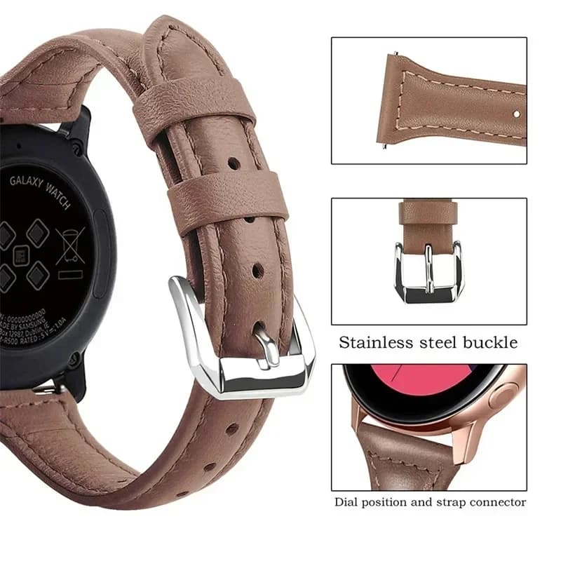 Cinturino in pelle sottile 20mm/22mm cinturino per Huawei gt/Samsung Galaxy/Ultra Amazfit Bip/GTS 4/3/2/mini/Gtr 4/3/2e cinturino universale