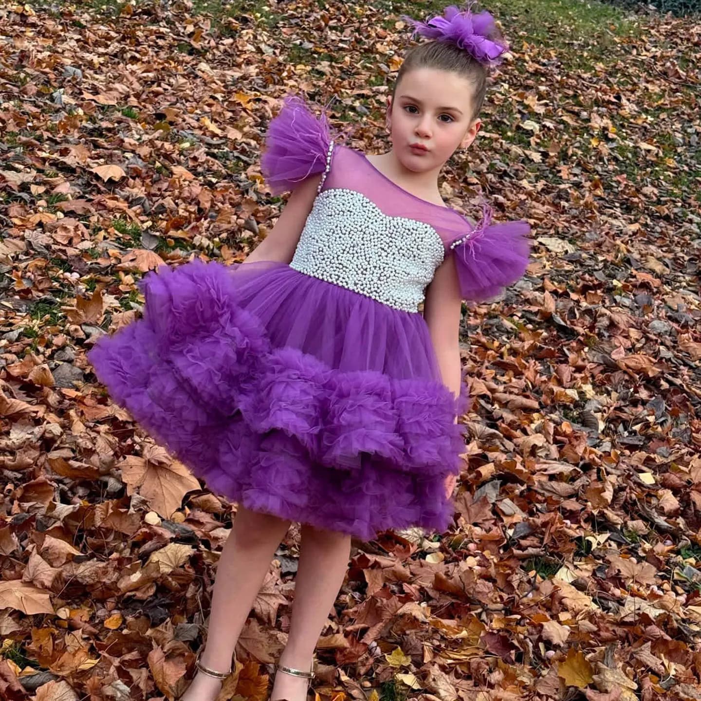 Jill Wish J318 Elegante abito da ragazza di fiori con perle fucsia Principessa per bambini Matrimonio Compleanno Prima Comunione Abito da spettacolo per feste