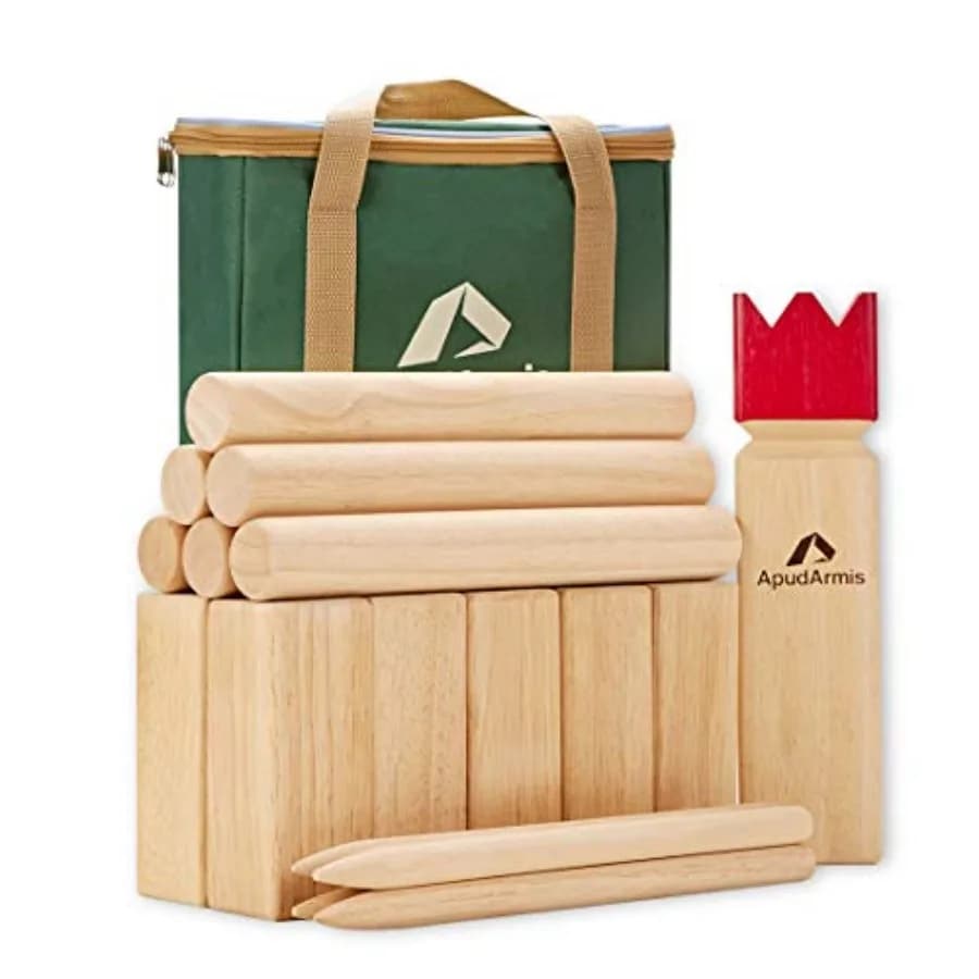 Kubb Yard Game Set, Viking Chess Outdoor Clash Toss Yard Game with Carrying Case - Rubber Wooden Backyard Lawn Games Set for Te