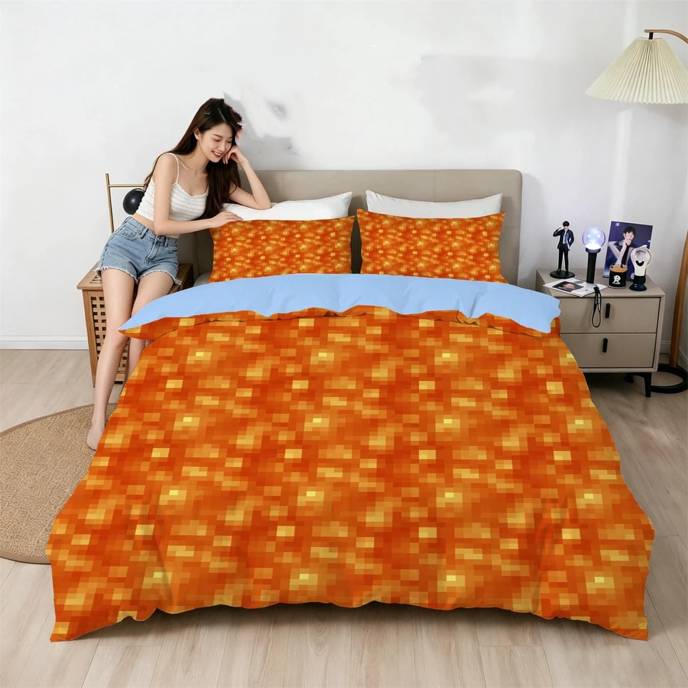 Interesting Pixel World Bedding Set,Digital Printing Duvet Cover Set,Multi Size Bedding Decoration Home Textile Twin Full Queen