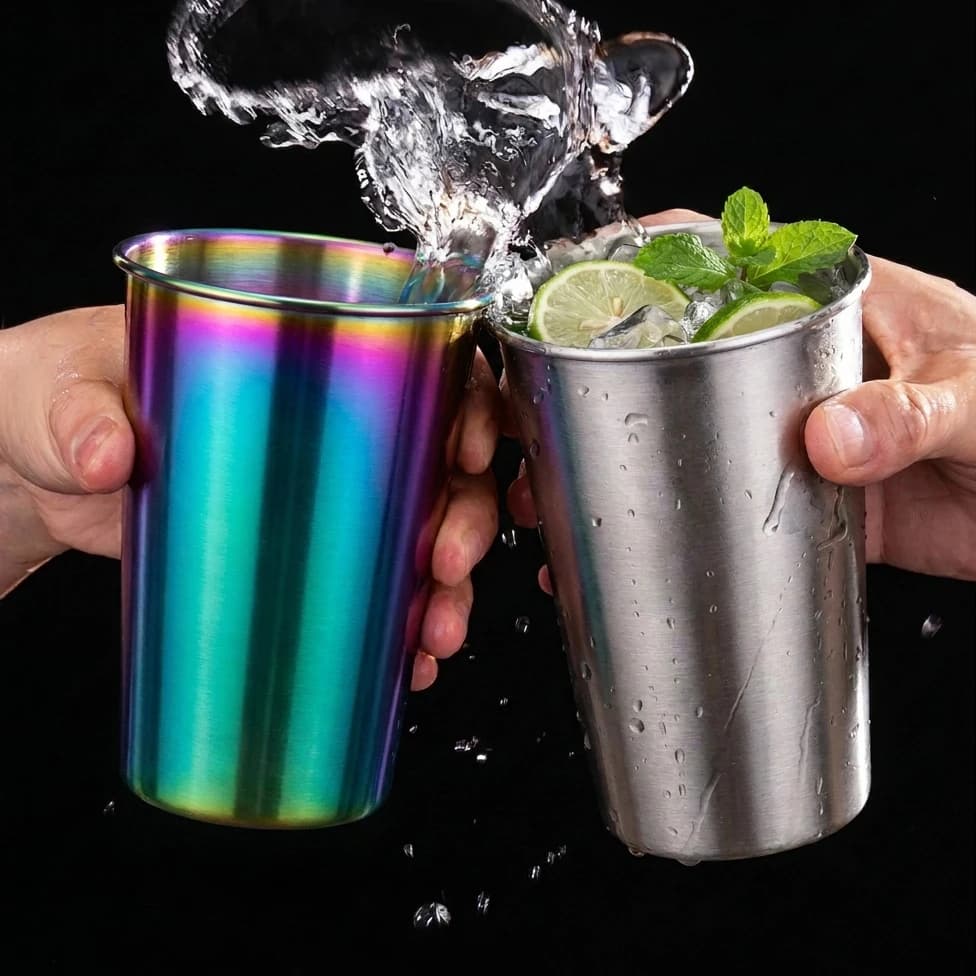 Tumbler Stainless Steel Handheld 500ml Colorful Silver Durable Minimalist Kitchen Drinking Kids