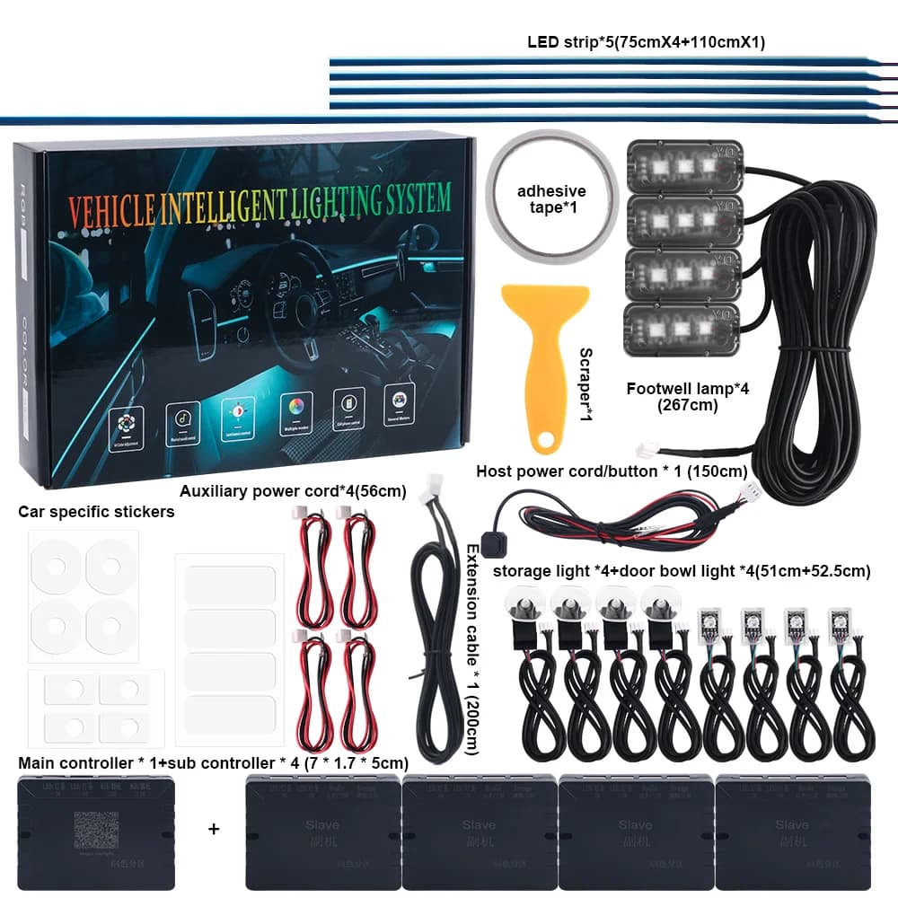 18 in 1 RGB Dual Zone LED Car Atmosphere Light decorazione d'interni striscia acrilica retroilluminazione App lampada ambientale decorativa cruscotto