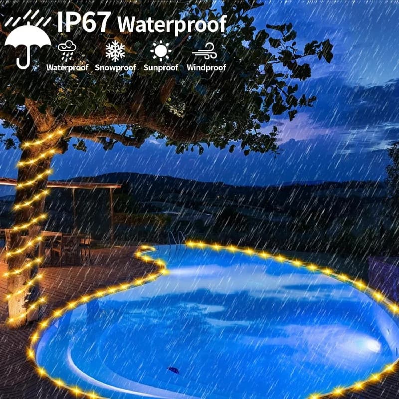 Solar Tube Rope Led Fairy Light 300Led Outdoor Garden Christmas Decoration Xmas Wedding Garland Waterproof String Light Strip