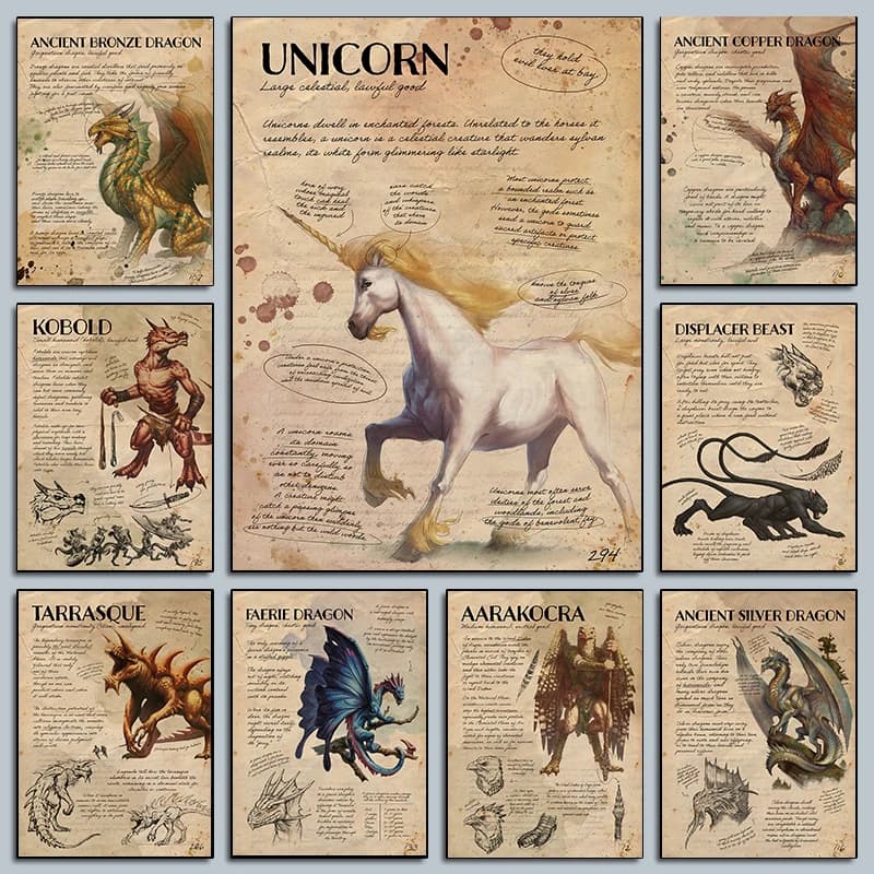 Fantasy World Poster Retro Dungeon Room Official Dungeons Dragons Prints Canvas Painting Wall Art Picture Home Living Room Decor