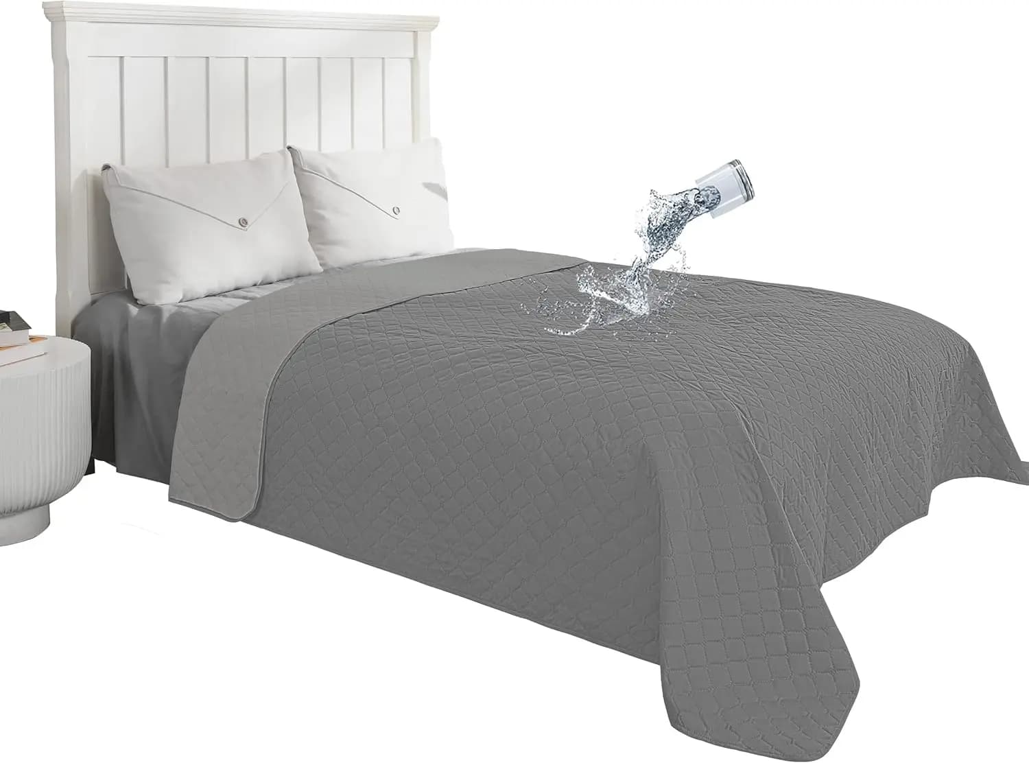 Copertura per Letto per Cani 100% Impermeabile, Copridivano Reversibile Antiscivolo e Lavabile, Protezione per Divano per Animali Domestici e Bambini (68x86 Pollici, Grigio/Grigio Chiaro)