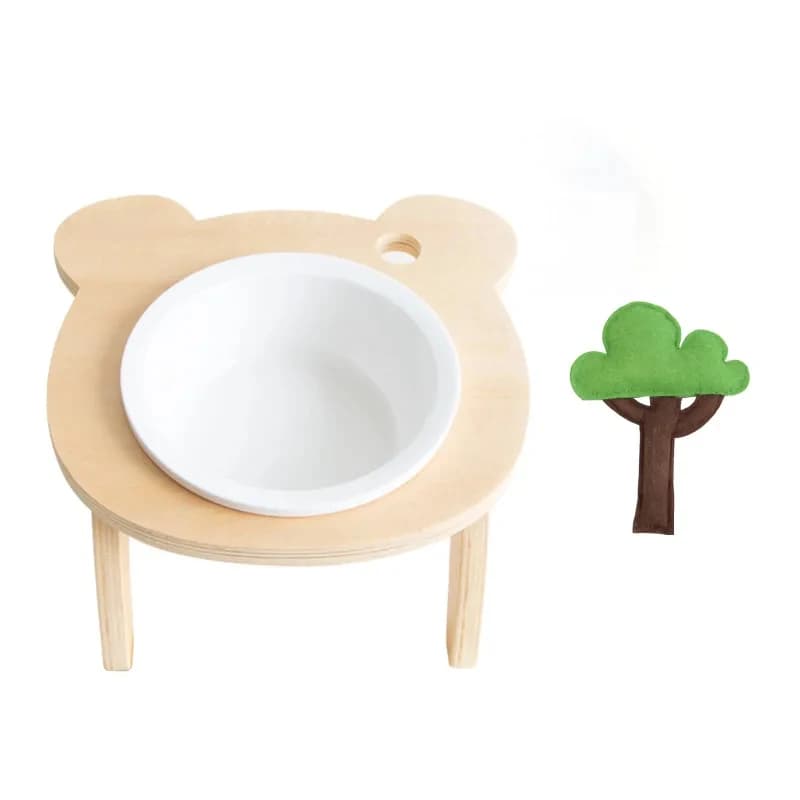 Creativo Cartoon Bear Flower Tilt Pet Rack Cani Gatti Ciotola di cibo, Albero carino in ceramica Forniture per animali Ciotole per cani e gatti, 1 pezzo