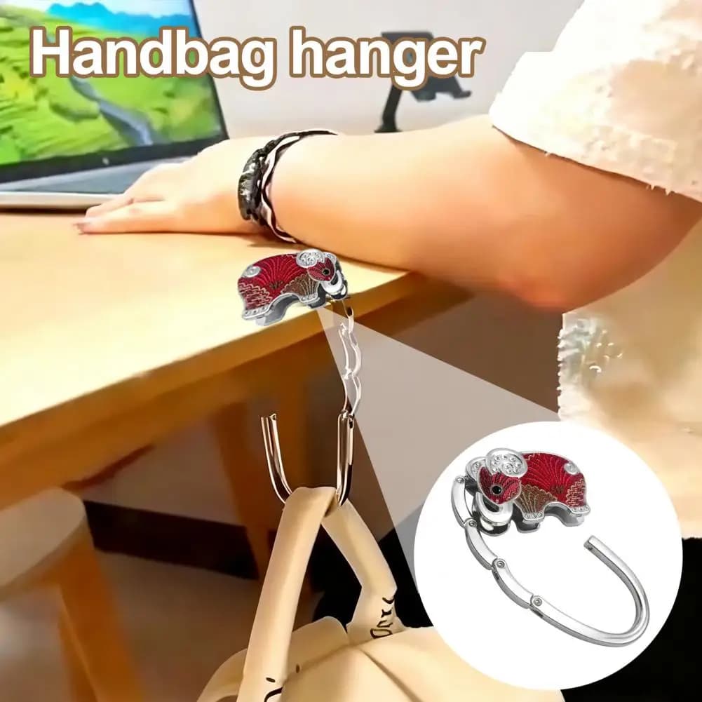 Foldable Bag Hook Stylish Bag Hook With Elephant Elephant Hook for Foldable Alloy Bag with Anti-slip Base Portable Table Wallet for Women