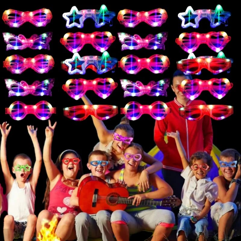 Occhiali LED a Forma di Stella Luminosa per Bambini, per Feste di Compleanno, Halloween, Natale, Bar, Occhiali Luminosi Colorati al Neon
