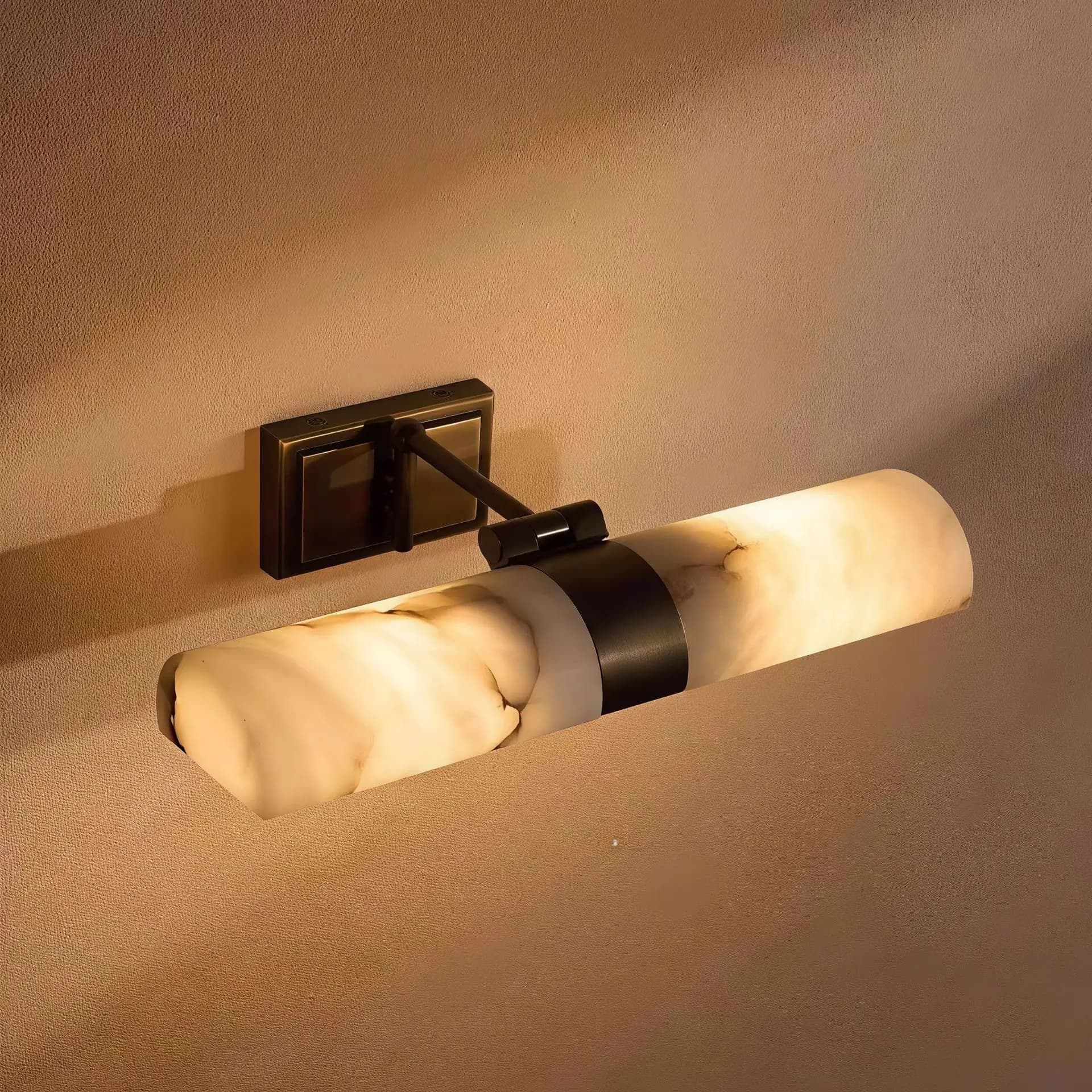Natural Marble LED Wall Sconce Adjustable Rotatable Vanity Wall Lamp Modern Bathroom Mirror Front Light For Bedroom Corridor Hom