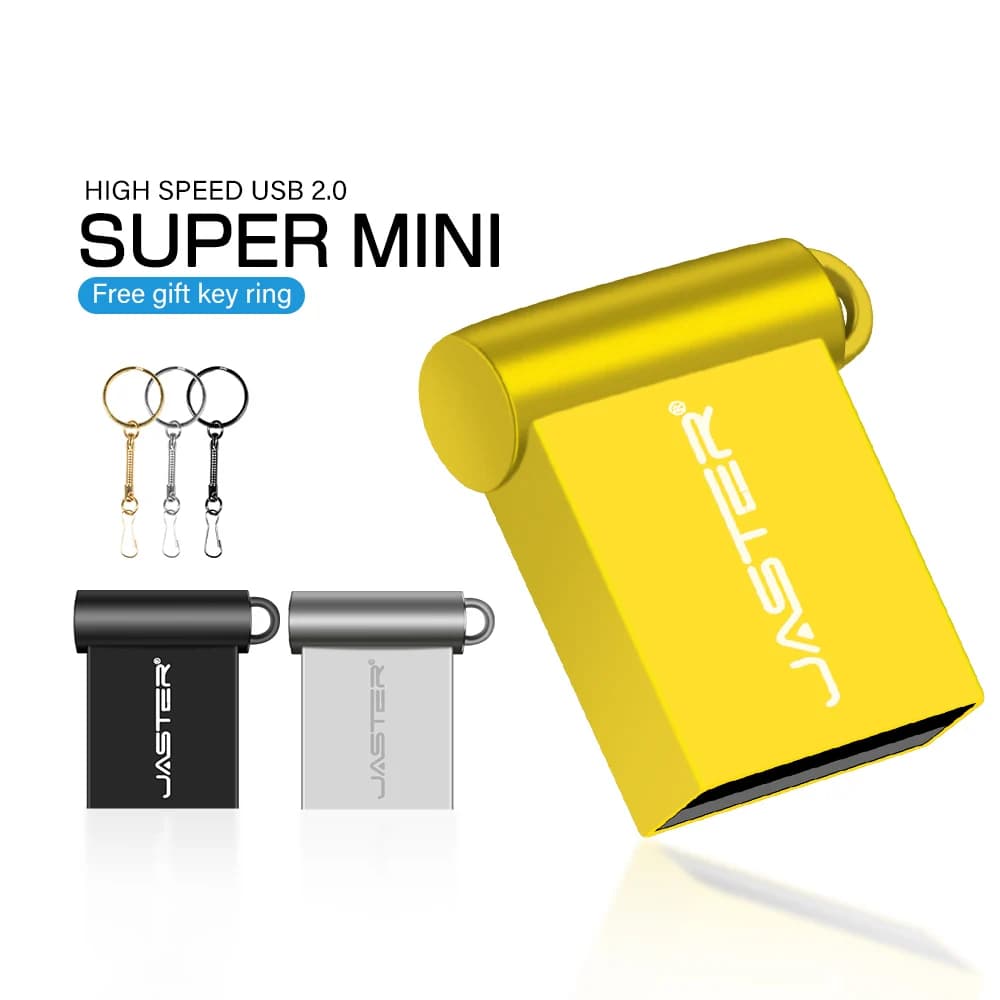 Super Mini USB Flash Drive 64 GB Pen Drive in metallo nero 32 GB Portachiavi gratuito Memory Stick Regalo aziendale creativo Pendrive Chiavetta USB