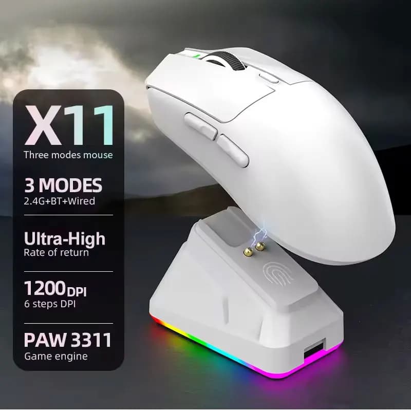 2027 NEW X11 Wireless Bluetooth Two Mode Mouse Touch Screen Magnetic Charging Dock Ultra Light Macro Gaming Mouse Magnetic Base