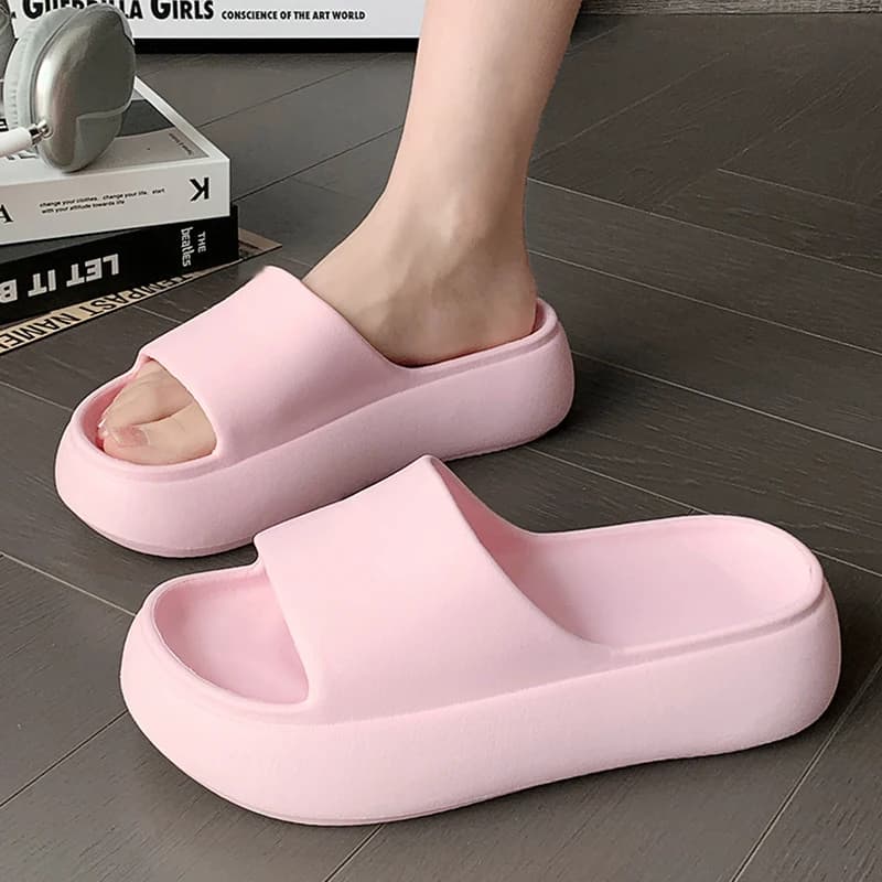 Ciabatte rosa da donna con fondo spesso 6 cm, leggere, con suola morbida, tipo cloud slides, sandali estivi da spiaggia, antiscivolo.