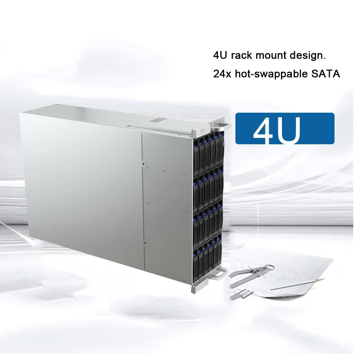 Chassis per server rack da 26 pollici 4U con espansore a 24 alloggiamenti per HDD Hot Swap SAS SATA, case di archiviazione con backplane di espansione NAS 6Gb
