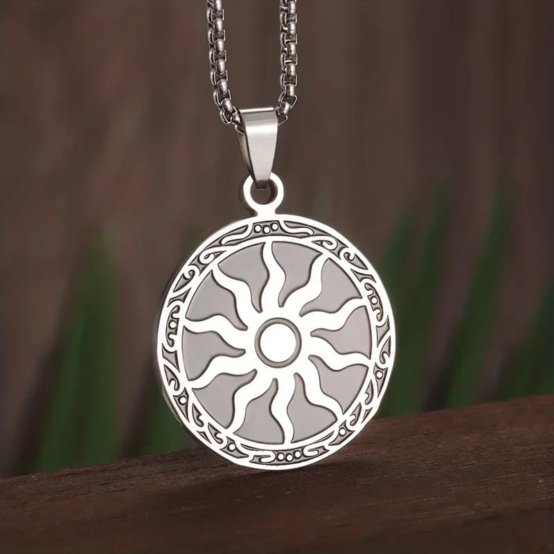 Collana con Ciondolo Amuleto Apollo in Acciaio Inossidabile per Uomo, Gioiello Mitologico, Stile Vintage, Moda Maschile