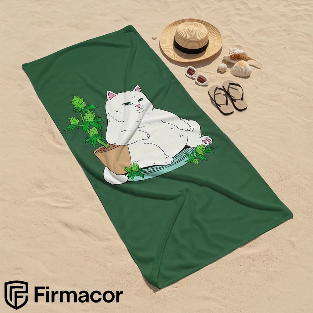 Chill White Cat Cartoon Anime Beach Towel Microfiber Quick Dry Super Absorbent Soft Bath Towel for Kids Adults Travel