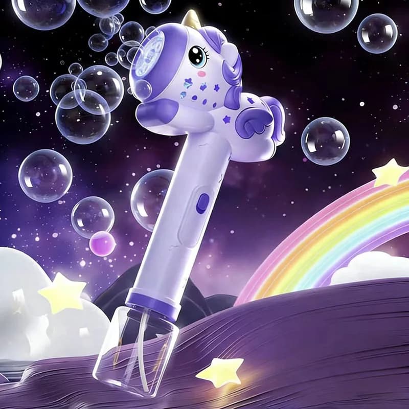 Nuova Pistola Elettrica per Bolle a Forma di Unicorno, Macchina Automatica per Bolle di Sapone con Luce, Giochi Estivi all'Aperto, Regalo per Ragazzi e Ragazze