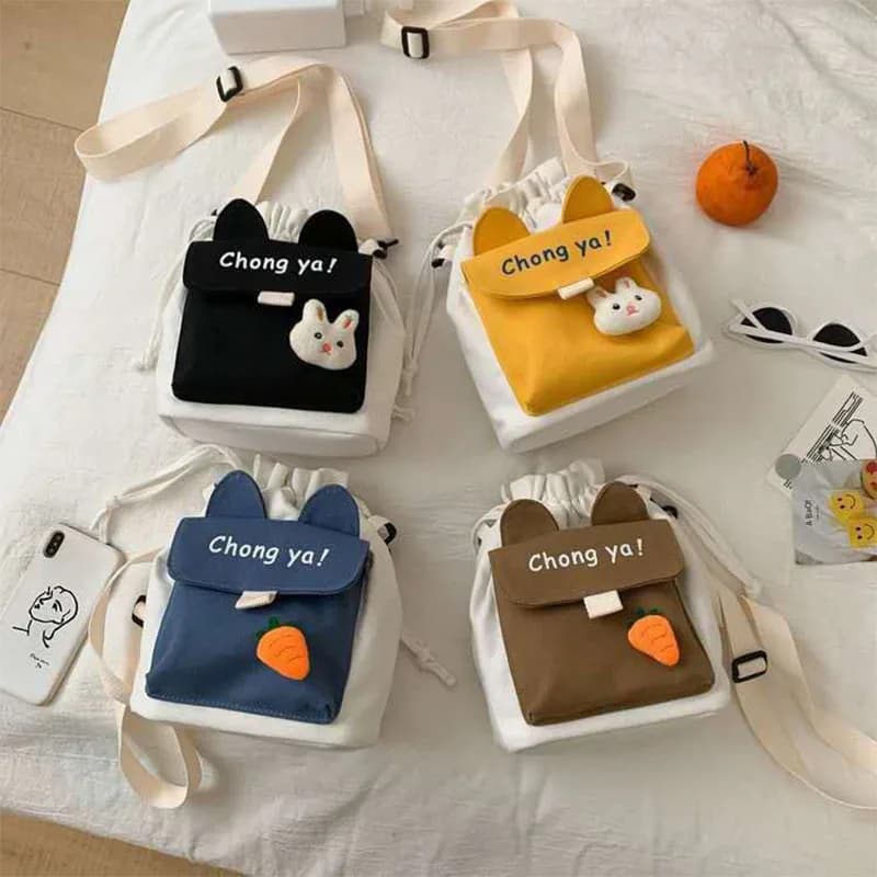 Women's Shoulder Bag in Canvas Small Shoulder Shoulder Bag Korean Fashion For Schoolgirls Wholesale Cotton Fabric Bag