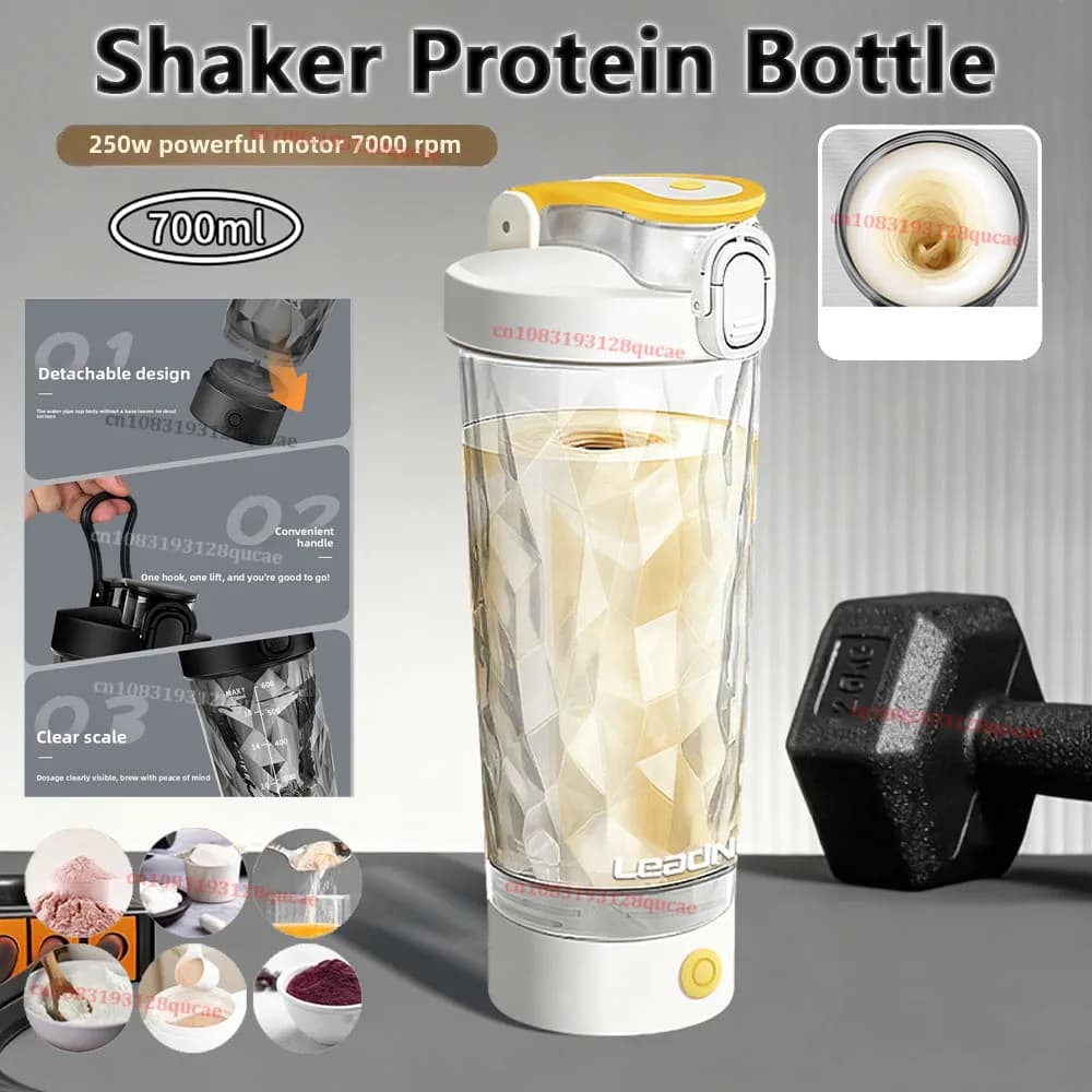 700ML Portable Electric Blender, Flavoring Cup for Powder and Protein Milk, Shaker Automatic for Travel, Open Sports and Gym