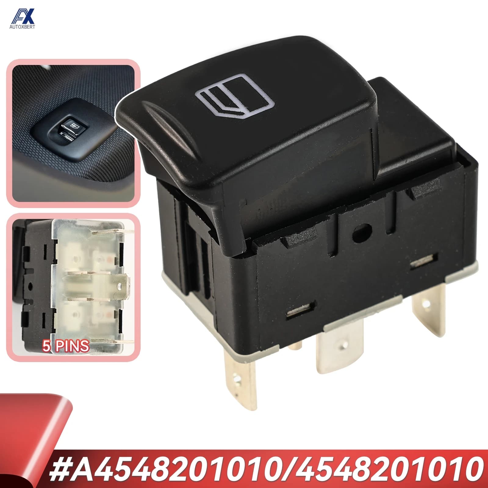 A 4548201010 Pulsante interruttore di comando alzacristallo elettrico per regolatore auto adatto per Mercedes-Benz Smart Forfour 454 2004-2006 4548201010