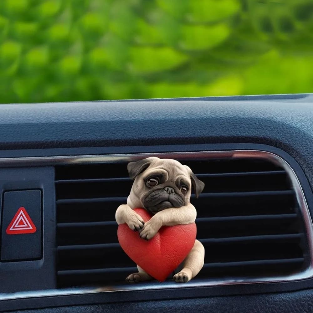 Cute Pug Deodorant for Car Long-Term Fresh Perfume Diffuser Acrylic Fragrance Diffuser Funny style Car vent clip Aromatherapy for Car