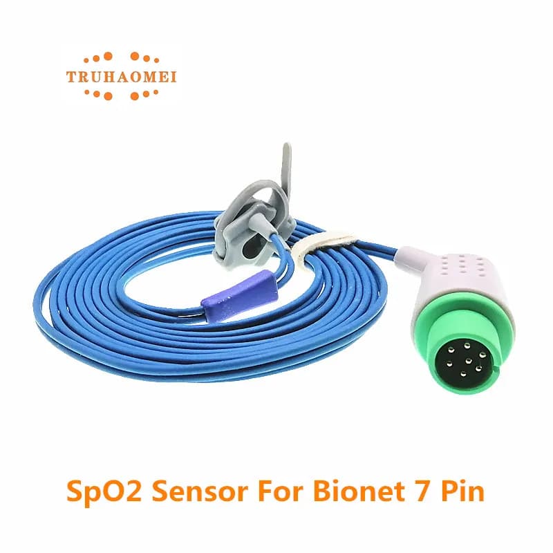 7 Pin Round SpO2 Sensor Compatible For Bionet BM3 BM5 BM7 Reusable Pulse Oximeter Heart Rate Probe Neonate Child Adult Vet Use