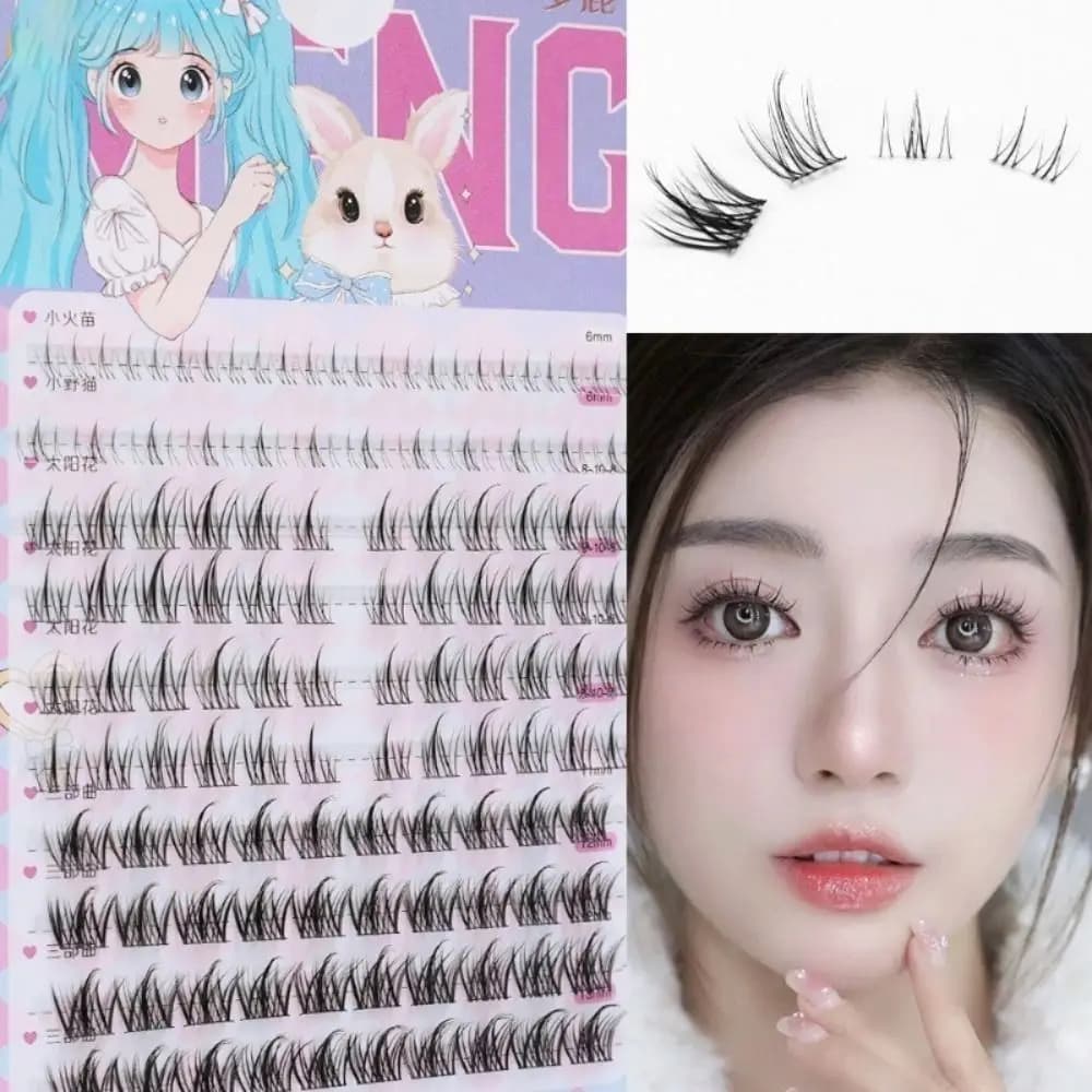 10 natural, realistic and natural fake eyelashes/box, with transparent stem, eye makeup tools, soft and comfortable to wear