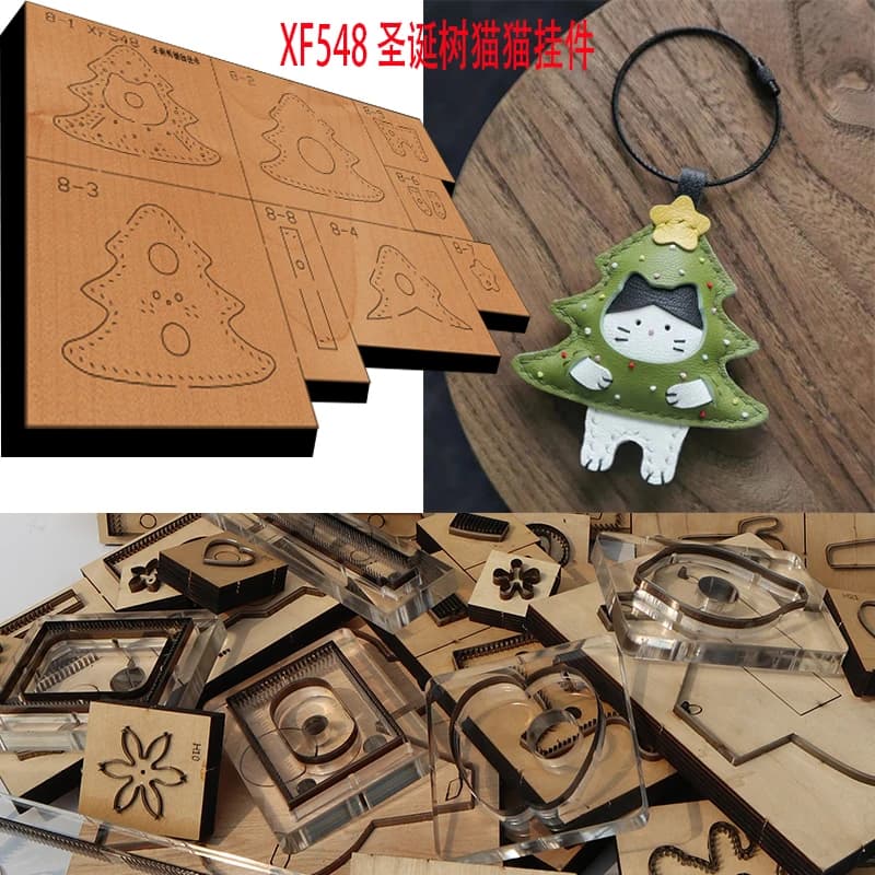 New Japan Steel Blade wood Die albero di natale Cat Leather Craft Punch Hand Tool Cut Knife mold XF548