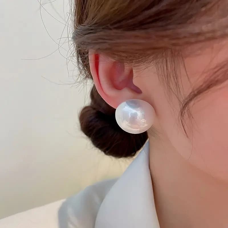 Trend 2.0CM Grandi orecchini rotondi con perle d'imitazione Brincos di dichiarazione minimalista per le donne Regali geometrici per ragazze di nozze per feste