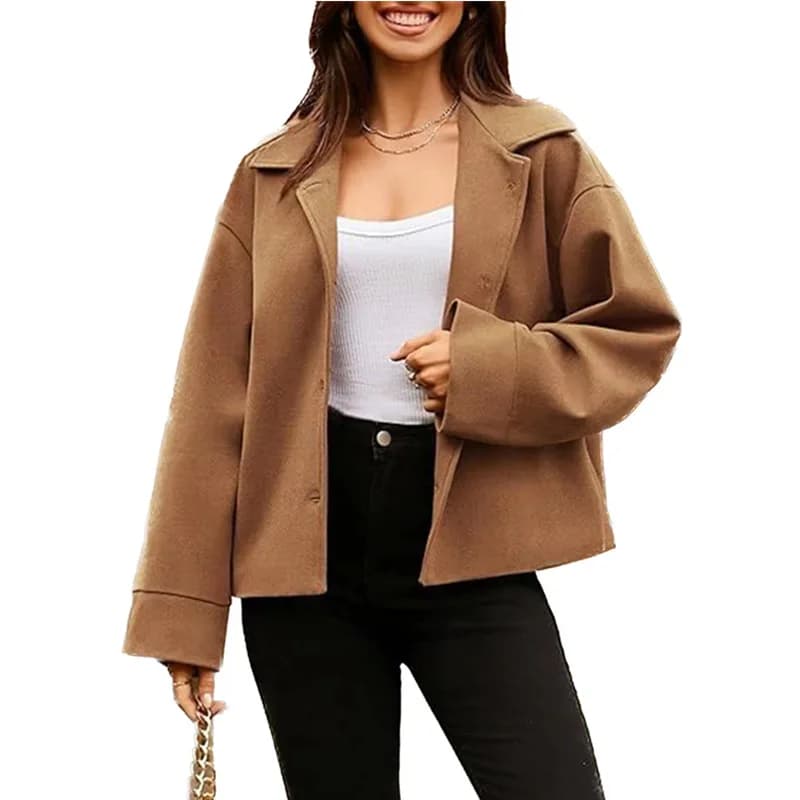 2025 Blazer corto da ufficio casual da donna Top abbottonato a maniche lunghe