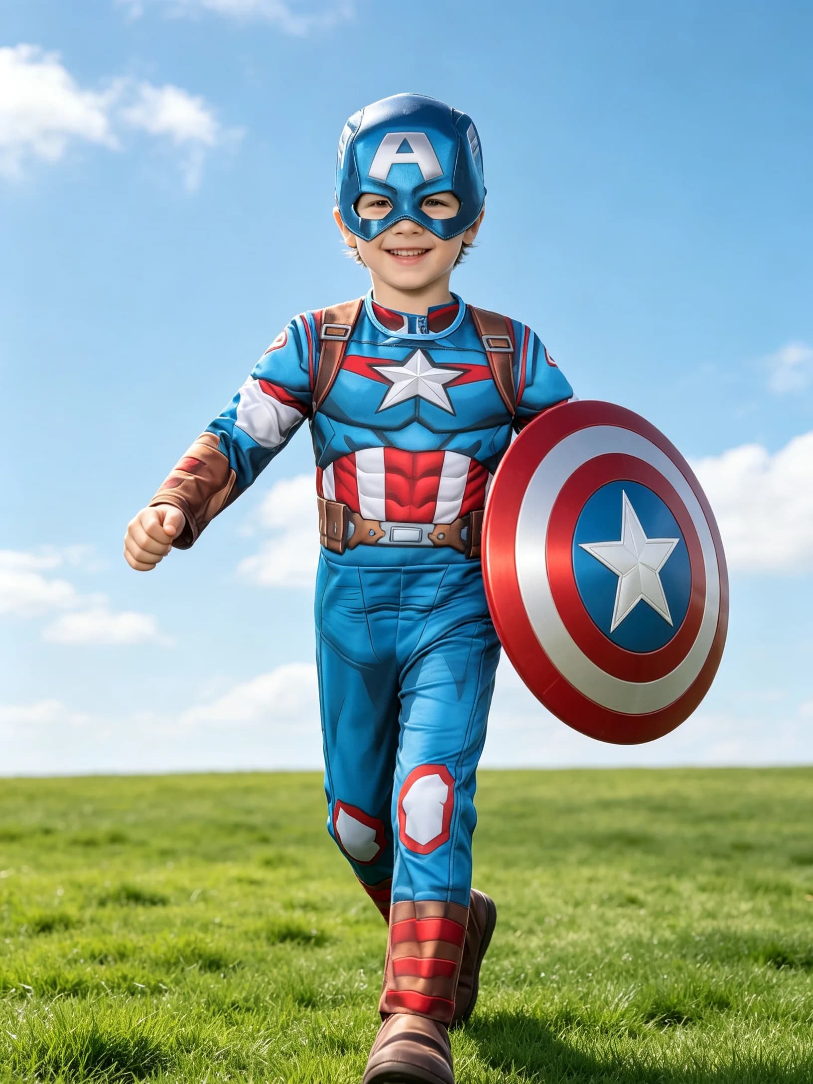 Boys Blue Red Printed Padded Jumpsuit With Foot Covers Kids Stage Dress Up Outfit