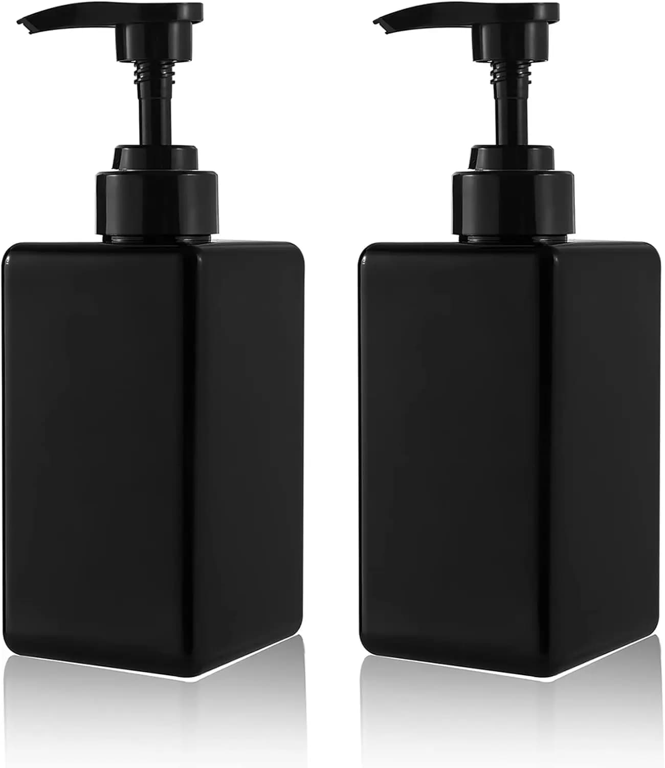 Dispenser di sapone per le mani da 15 oz, flaconi con pompa in plastica ricaricabili per bagno e cucina, confezione da 2, nero