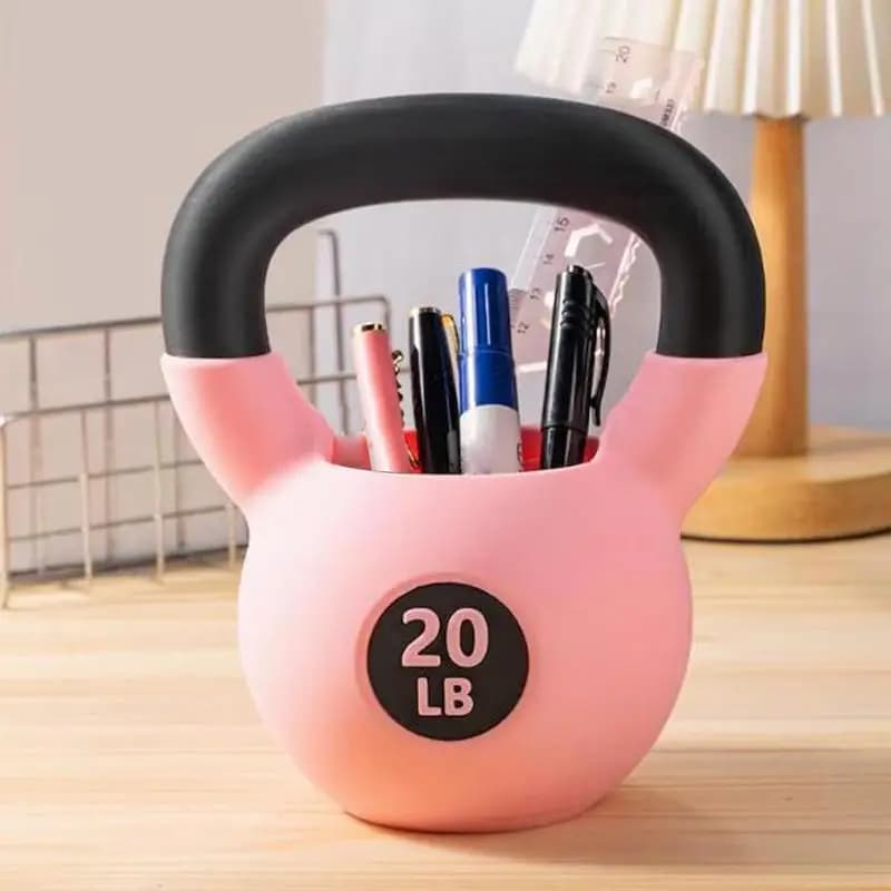 Kettlebell pen holder Table organizer cups Fun desk accessories for women Men Adults Fitness enthusiasts