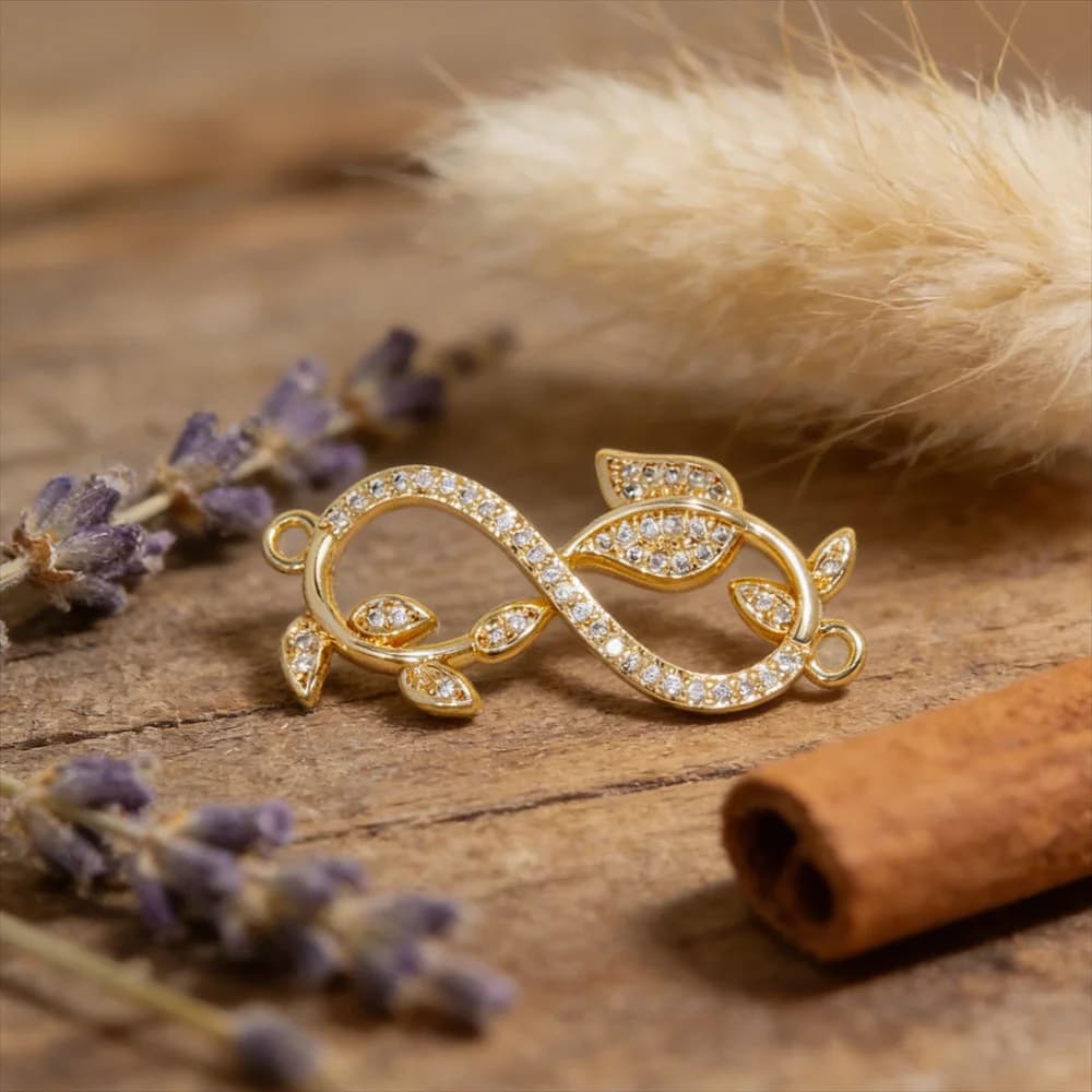2 pezzi connettori a maglie in ottone zircone figura a forma di cuore a forma di otto ciondoli a forma di fiore per gioielli fai da te collana braccialetto che realizza accessori