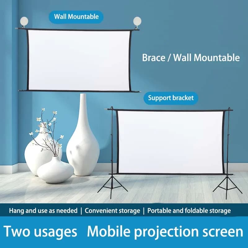 Polyester double stand portable foldable storage splicing wall hanging Projector screen 60 inche 100 inche 150 inches outdoor