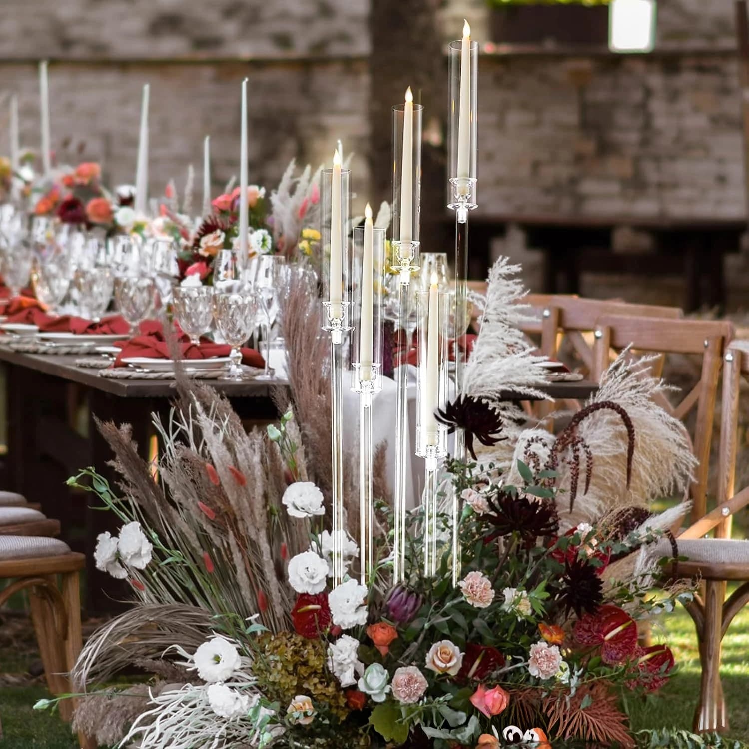 Candelabri in acrilico Portacandele trasparenti Candelieri per matrimoni Centrotavola Portafiori Grande Candelabrum