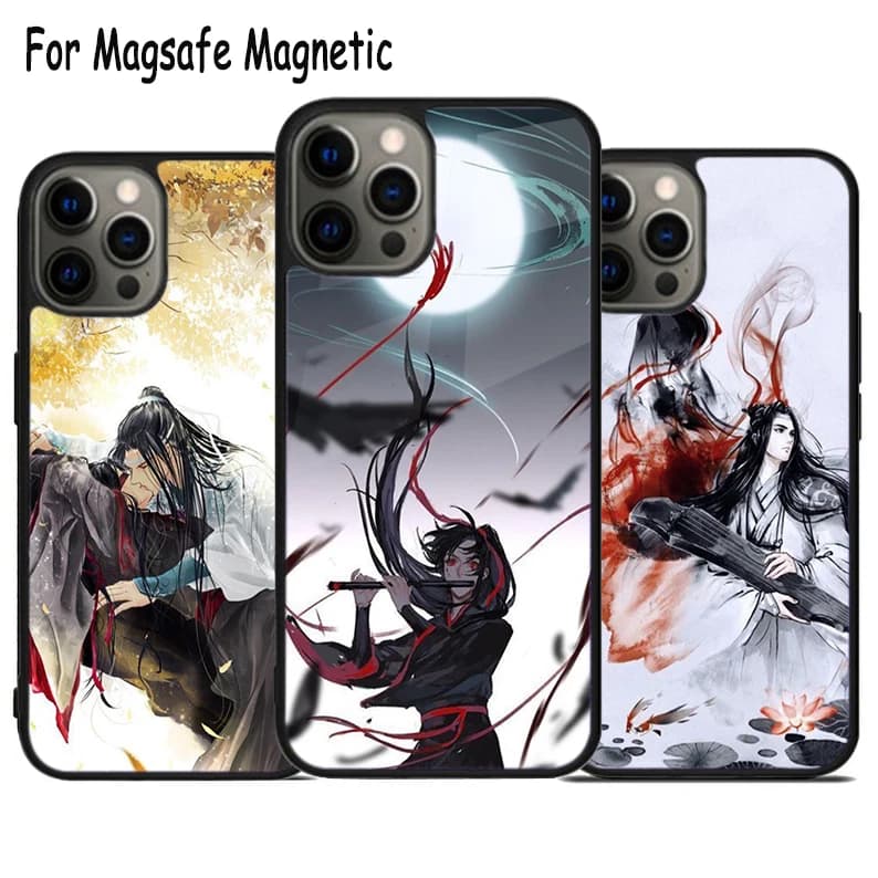 Custodia per telefono con ricarica wireless Lan Wangji e Wei Ying per iPhone 17 Air 15 16 16e 14 13 11 12 Pro Max Plus, Cover Magnetica Magsafe