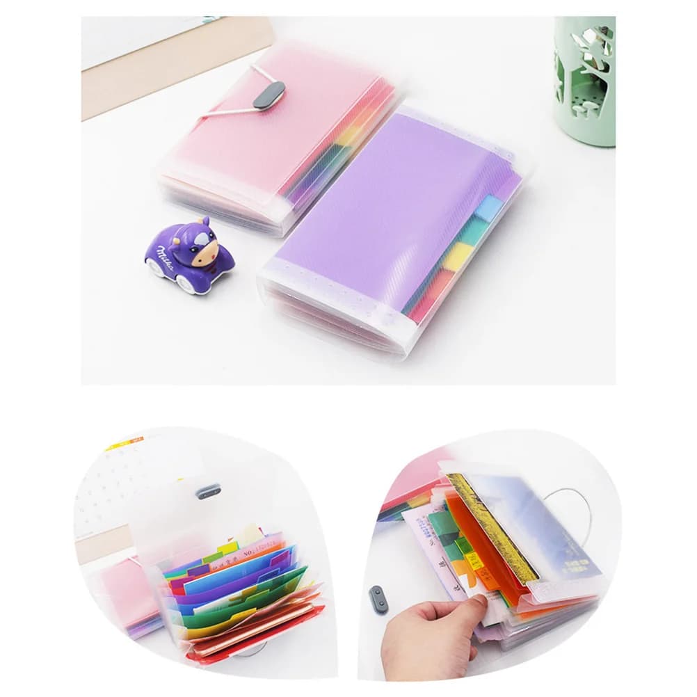 Organizzatore di cartelle di file espandibile A6 a 13 tasche Porta documenti portatile in PP con chiusura elastica per uso in viaggio scolastico a casa in ufficio