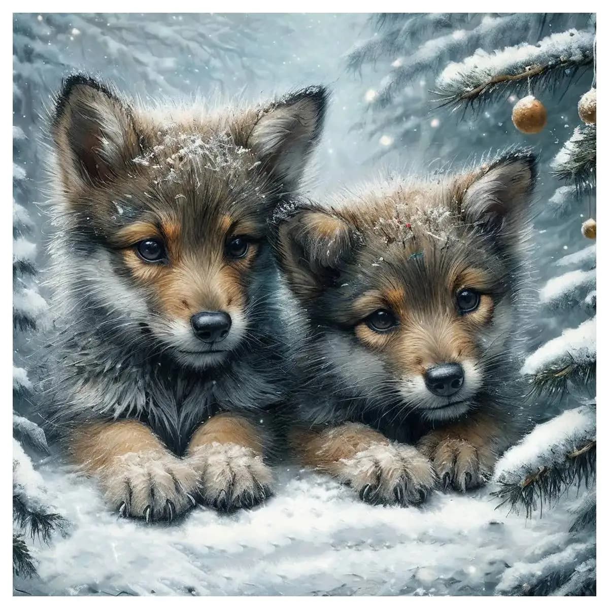 Two Wolf Cubs Cross Stitch Kit DIY 11CT/14CT Embroidery Craft Hanging Painting Crafting Supplies