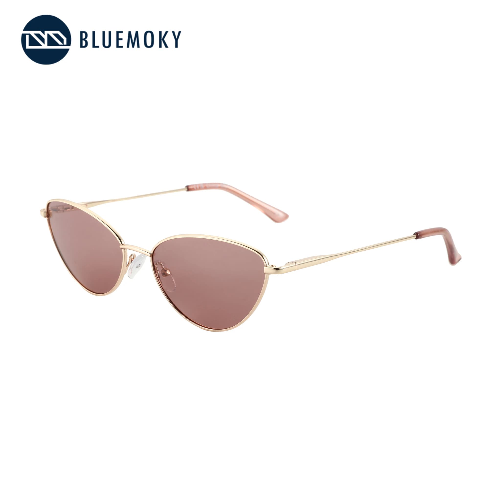 BLUEMOKY Trendy Ladies Cat Eye Sunglasses Fashion Narrow Metal Frame Polarized Sun Glasses UV400 Protection for Women