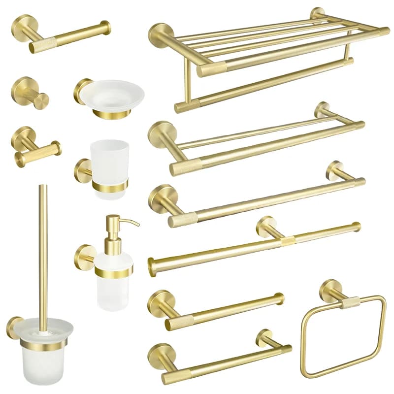 Accessori per il bagno in oro spazzolato portasciugamani portabicchieri portasciugamani porta carta porta scopino appendiabiti