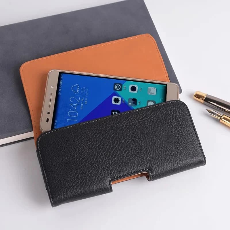 Leather Belt Case for Phone 6.5/5.8/4.7'' Magnetic Vertical Phone Case for iPhone 15 XR Max 8 14 Pro Belt Case Clip for Belt