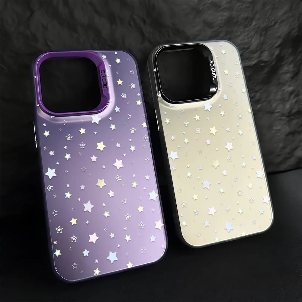 White Star Scatter Art Street Shockproof Trendy Girls For iPhone 16 17 15 14 13 12 11 Pro Max Plus Air TPU Hard Phone Case