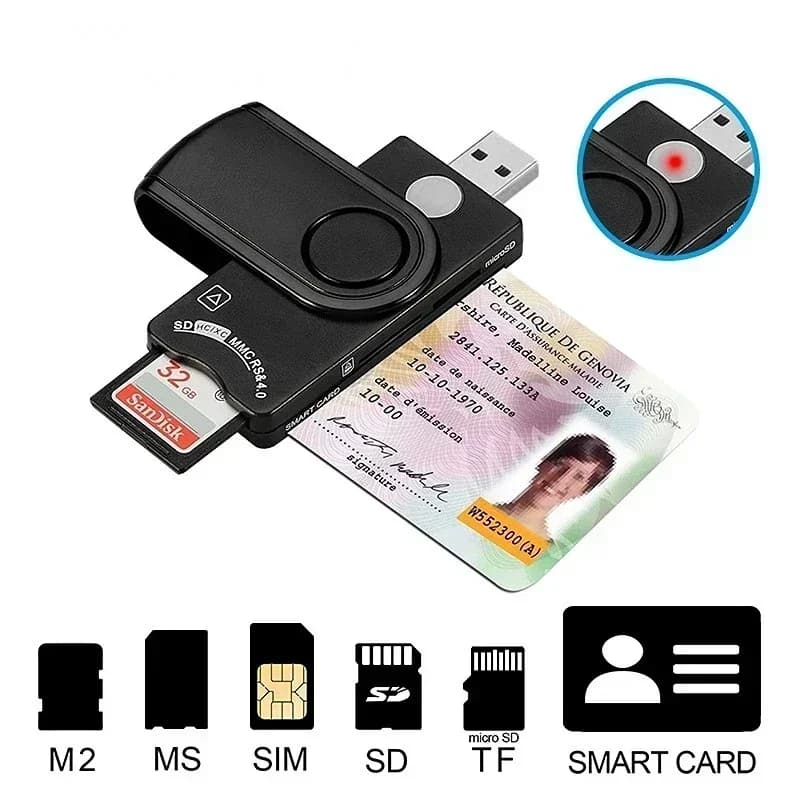Adattatore per lettore di schede esterno intelligente per accessori per computer, Dichiarazione fiscale USB 2.0 Ic, Lettore di schede di memoria Tf Sim