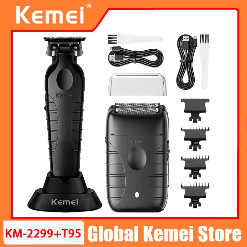 Kemei KM-2299 KM-T95 USB Rechargeable Haircut, Electric Razor for Men, Wireless Bearing Machine, Kit