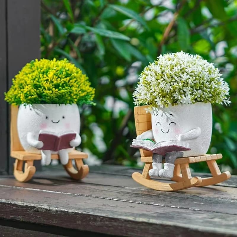 Rocking Chair Flowerpot Resin Crafts Plant Planting Small Flower Pot Gardening Decoration Cute Rocking Chair Flowerpot Birthday