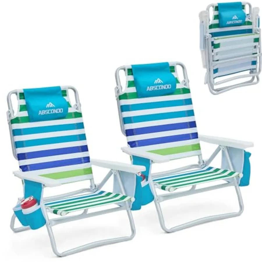Sedia da spiaggia per uso esterno, struttura in alluminio con tessuto blu navy, reclinabile in 5 posizioni, portasciugamani, tasca termica, supporta fino a